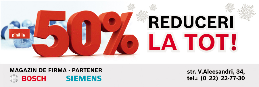 Reduceri de Revelion de până la 50% la tehnica Bosch Siemens