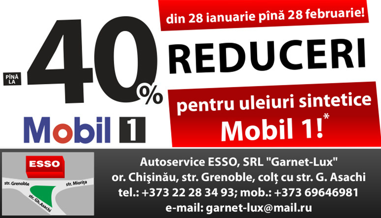 Autoservice Esso: Reduceri de pînă la 40 % la uleiurile sintetice mobil