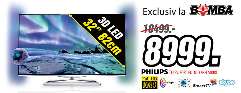 În exclusivitate la Bomba: televizor 4K UltraHD de la Philips. Ultra-subţire, ecologic, imagine ultra-clară