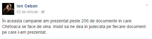 Replica lui Ceban pentru Chirtoacă: Să ne dea în judecată pentru fiecare document prezentat