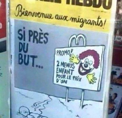 Charlie Hebdo, caricatură cu băiețelul sirian înecat