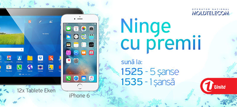 Participă la concursul „Ninge cu premii”,  câștigă un iPhone Apple 6 şi o tabletă performantă