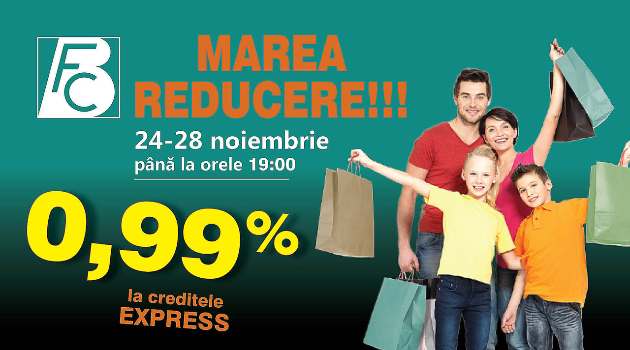 FinComBank anunţă săptămâna reducerilor maximale. Creditele de consum se dau cu dobânda promoţională de 0,99%