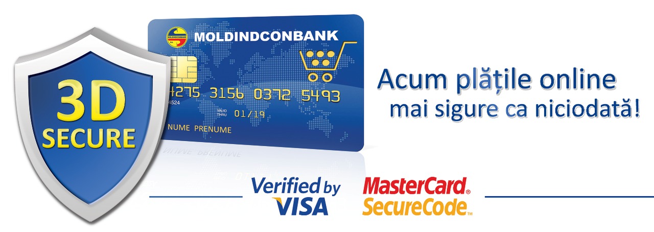 Protejaţi-vă cumpărăturile pe Internet  cu 3D-Secure de la Moldindconbank!