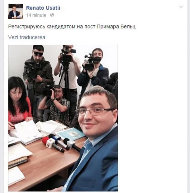 Usatîi și-a înregistrat candidatura la funcția de primar de Bălți