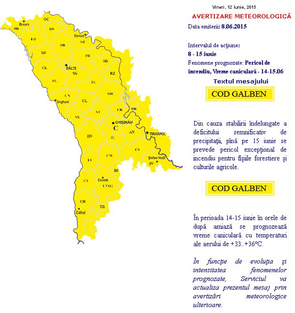 Risc de izbucnire a incendiilor forestiere