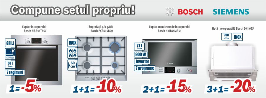 Bosch Siemens: mai multe electrocasnice, reduceri mai mari