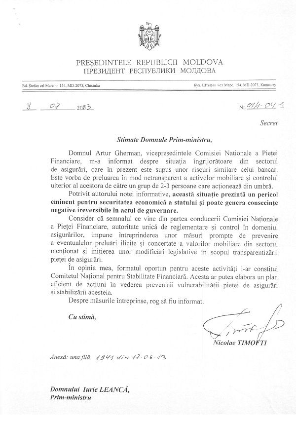 Timofti a desecretizat mai multe documente privind situația bancară și concesionarea Aeroportului