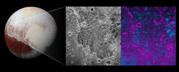 NASA показало снимок поверхности Плутона, где наблюдается сублимации метанового льда
