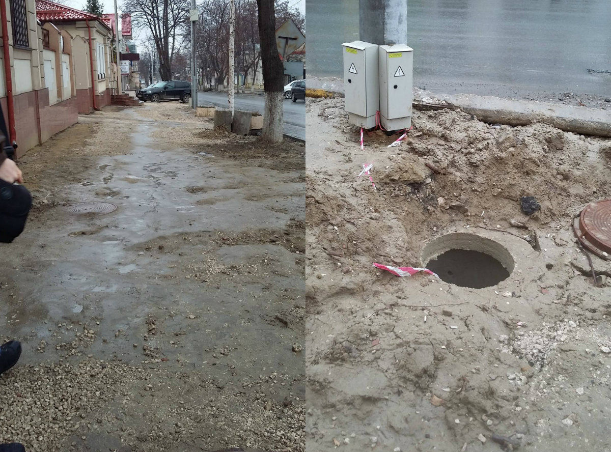 "Parcă-i drum de țară" așa arată o stradă din сentrul Chișinăului