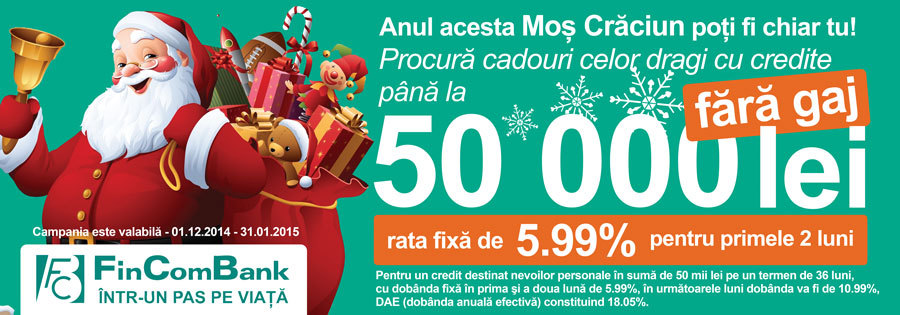 FinСomBank îţi ajută să le dăruieşti celor dragi un Crăciun de poveste