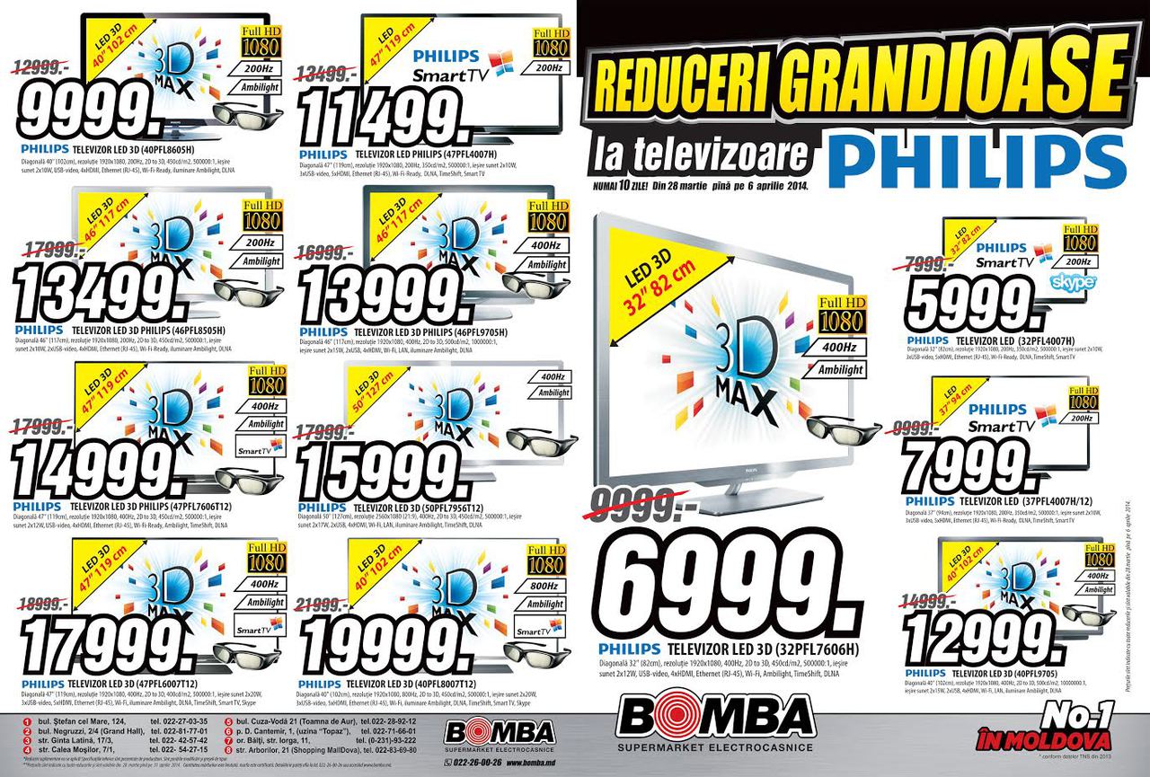 Bomba: numai 10 zile. Reduceri grandioase la televizoare Philips