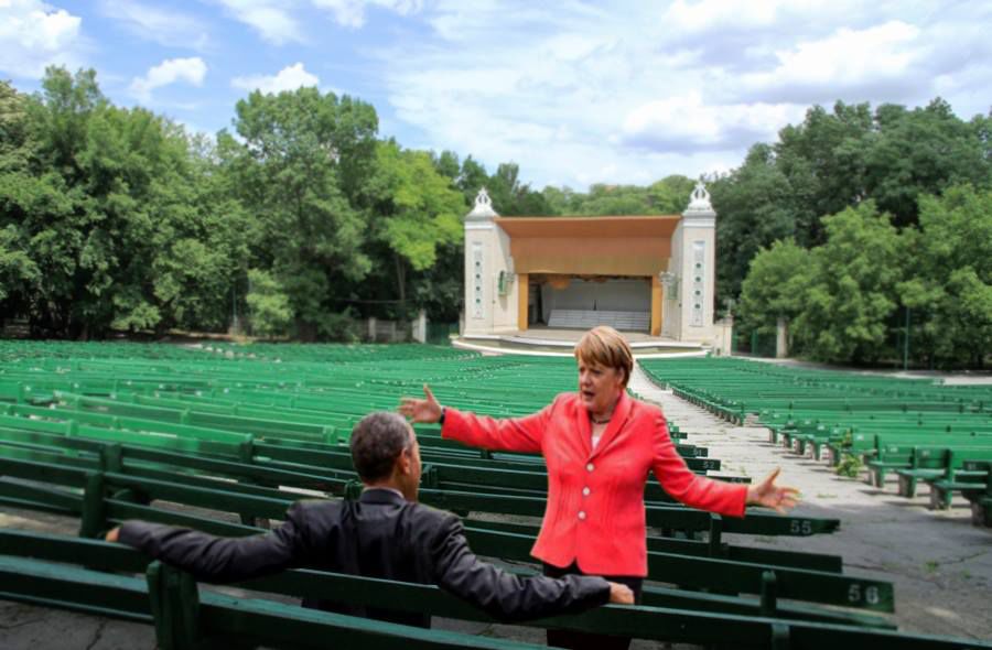 Poza zilei: Merkel și Obama discută despre Parcul de la Valea Morilor