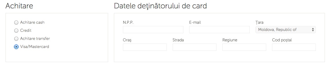 Achitarea mărfurilor achiziționate online în Moldova cu Visa și Mastercard