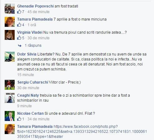 Mesajul lui Filat, criticat dur de cei care au protestat pe 7 aprilie