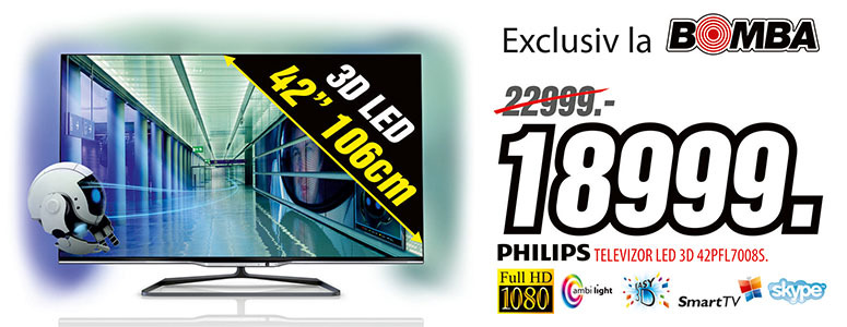 În exclusivitate la Bomba: televizor 4K UltraHD de la Philips. Ultra-subţire, ecologic, imagine ultra-clară