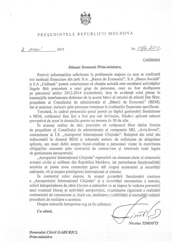 Timofti a desecretizat mai multe documente privind situația bancară și concesionarea Aeroportului