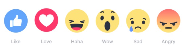 Facebook ввел пять альтернатив лайку