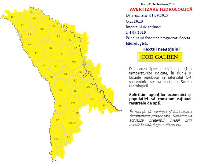 Meteorologii au prelungit Codul Galben de secetă hidrologică