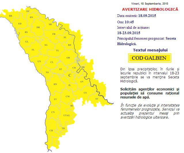 Codul galben de secetă hidrologică, prelungit din nou