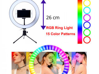 Для детей, Tik-Tok кольцевая лампа 26 см RGB(многоцветная) +штатив 2,1м/ lampa pentru Tik Tok/ foto foto 3