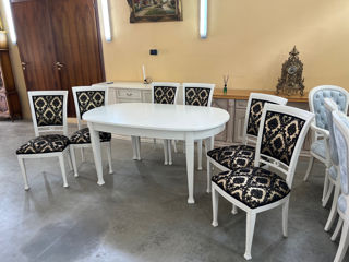 Masa alba cu 6 scaune,produs din lemn, Белый стол с 6 стульями, деревянное изделие, foto 7