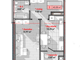 Apartament cu 1 cameră, 45 m², Telecentru, Chișinău foto 3