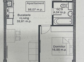 Apartament cu 1 cameră, 56 m², Buiucani, Chișinău foto 2