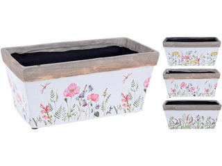 Ghiveci Pentru Flori Din Ceramic "Ierburi Si Flori" 26X12.5X12Cm