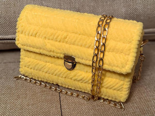 Handmade Plush Clutch Galben