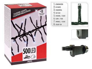 Luminite De Craciun "Dense" 500Led Alb, 6M, 8Reg, In/Out