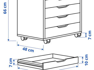 Comodă cu 6 sertare IKEA pe roți (Alb) foto 5