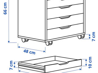 Comodă cu 6 sertare IKEA pe roți (Alb) фото 5