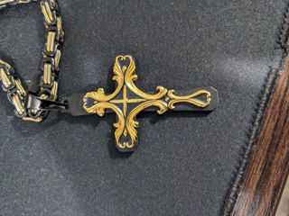 Black & Gold Tribal Cross Pendant