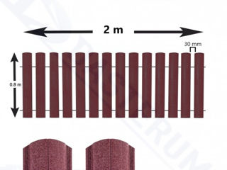 Secție gard "șipcă metalică" cu vopsire matt / Секции забора из штакетника с матовым покрытием foto 3