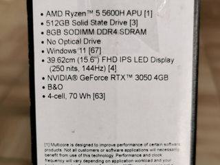 Nou, Новый, New! HP Victus Gaming,RYZEN 5 5600H, SSD 512GB, RAM 8GB, NVIDIA RTX 3050, Full Hd 144HZ! foto 4