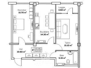 Apartament cu 2 camere, 65 m², Buiucani, Chișinău foto 8