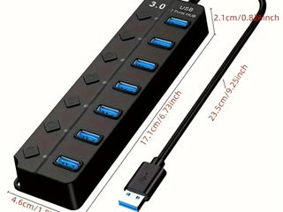 USB-концентратор 3.0, 7-портовый USB-разветвитель foto 2