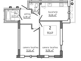 Astercon Grup - com.Stăuceni, str.Grătiești 4, apartament cu 2 camere,  55.67 m2, preț 38 969 euro foto 7