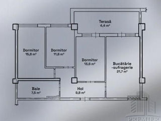 Apartament cu 3 camere, 84 m², Sculeni, Chișinău foto 3