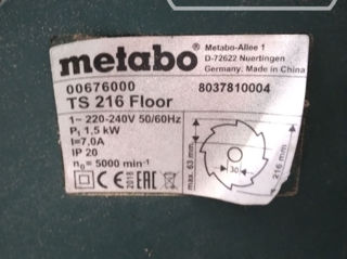 Metabo  Ts216   Floor    5490lei