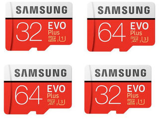 Samsung EVO plus 64Gb Чтение 100, запись 60. Класс 10 U3 годится для записи 4K видео за 330 лей foto 1