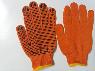 Mănuși de bumbac din PVC portocaliu / Перчатки из хлопка с ПВХ оранжевые