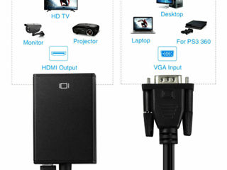 VGA To HDMI Converter 1080P HD Adapter With Audio Cable foto 8