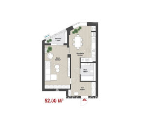 Apartament cu 1 cameră, 52 m², Buiucani, Chișinău foto 9