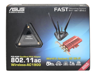 Двухдиапазонный беспроводной адаптер wi fi ASUS AC1900 PCIe foto 2