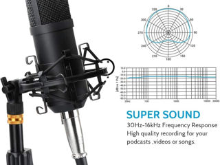 Microfon Condensator Zhenren Xlr, Studio 192 Khz/24 Biți, Kit De Microfon Podcast Cardioid foto 6