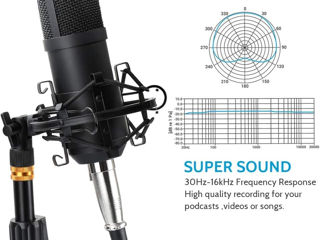 Microfon Condensator Zhenren Xlr, Studio 192 Khz/24 Biți, Kit De Microfon Podcast Cardioid foto 7