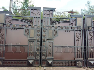 Porți, garduri, balustrade, uși metalice, copertine, gratii și alte confecții din fier.