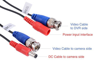 Готовый удлиняющий кабель питания для уличных IP камер видеонаблюдения BNC+DC 15 м foto 3